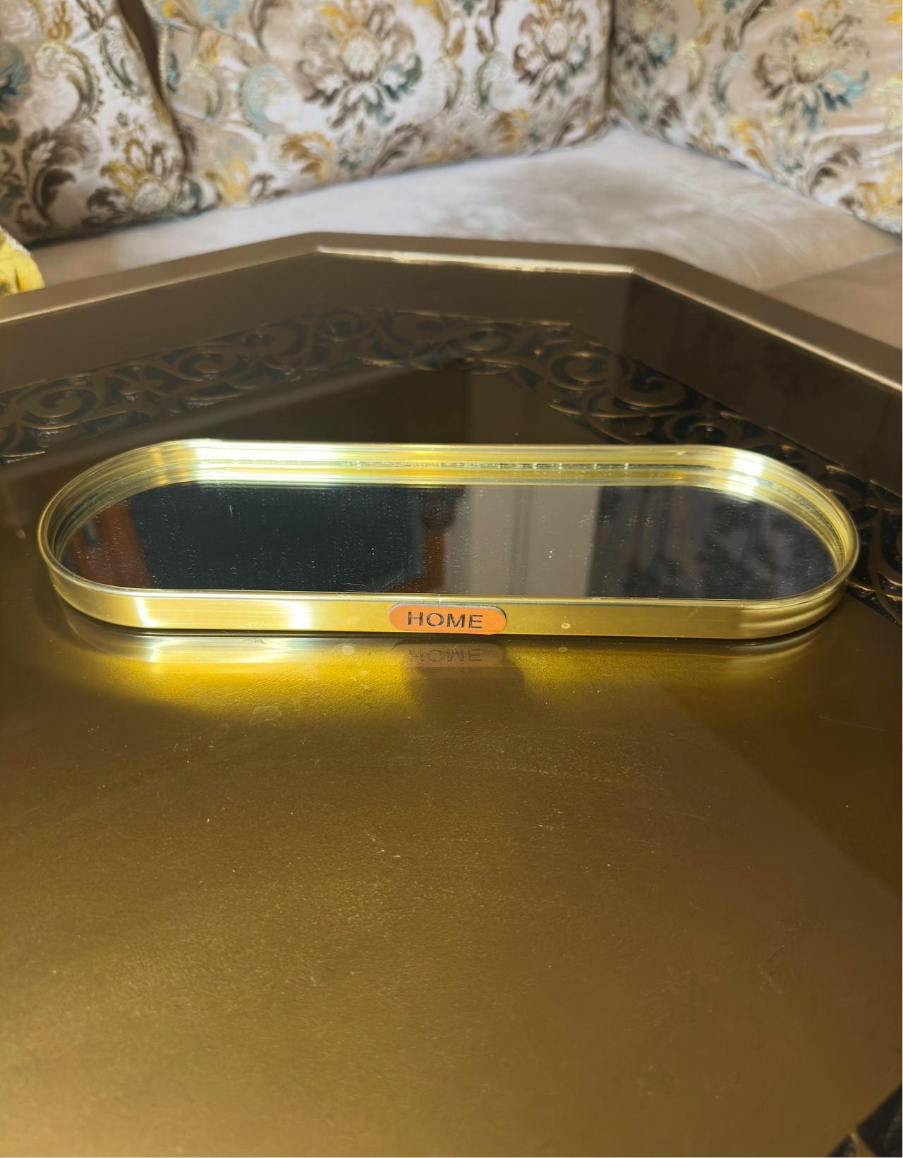 Long Mirrored Gold Tray