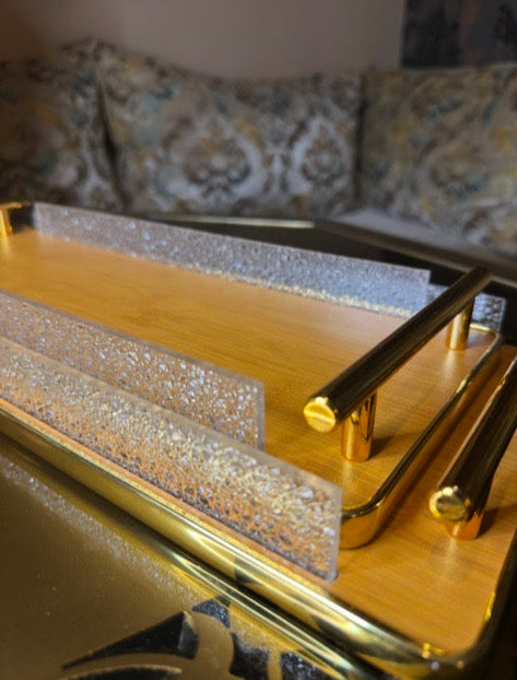 Gold Rimmed Wooden Tray