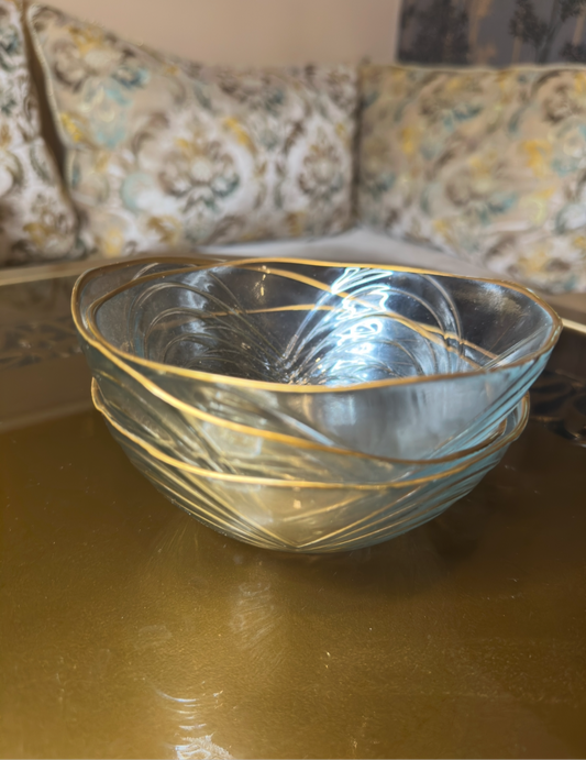 Gold Rimmed Glass Bowls (3-Pack)
