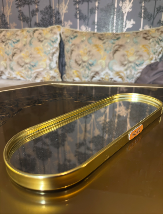 Long Mirrored Gold Tray