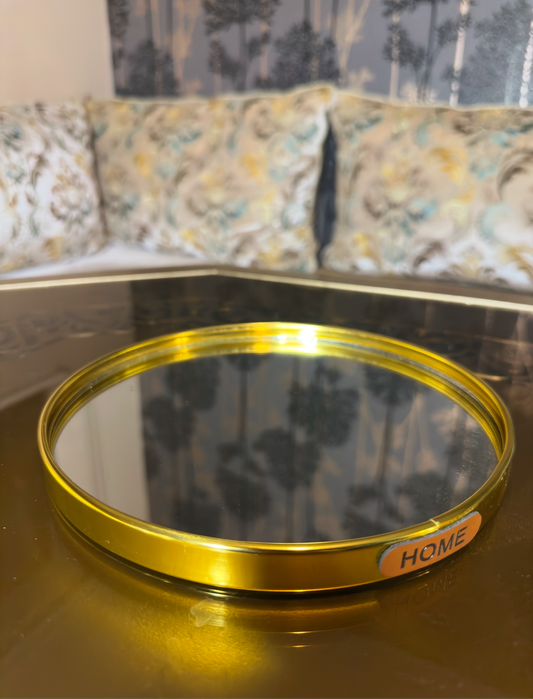 Round Mirrored Gold Tray